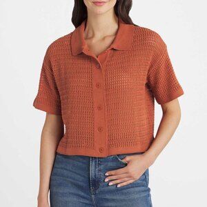 Blake Short Sleeve Collared Crotchet Cardigan (Medium)